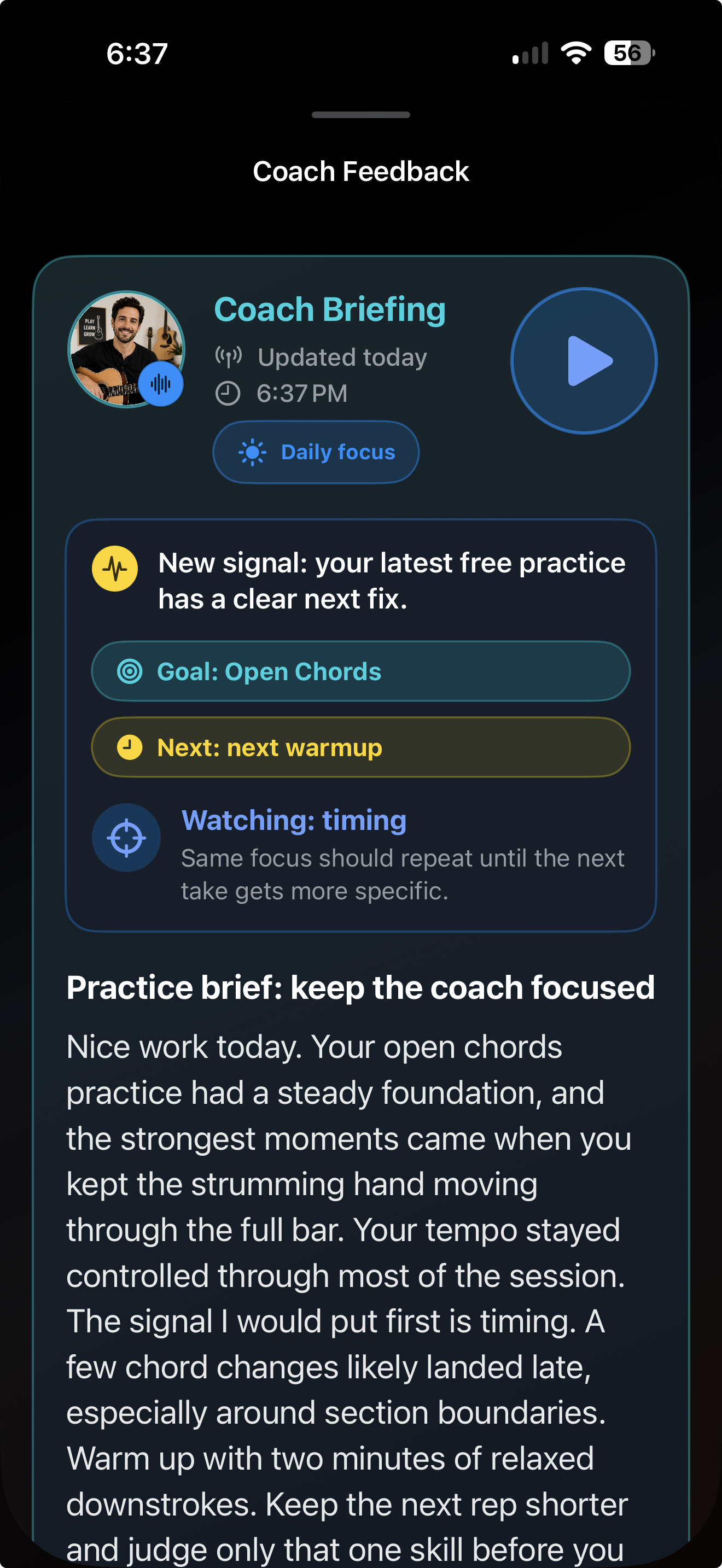 Coach Feedback — a personal coaching report